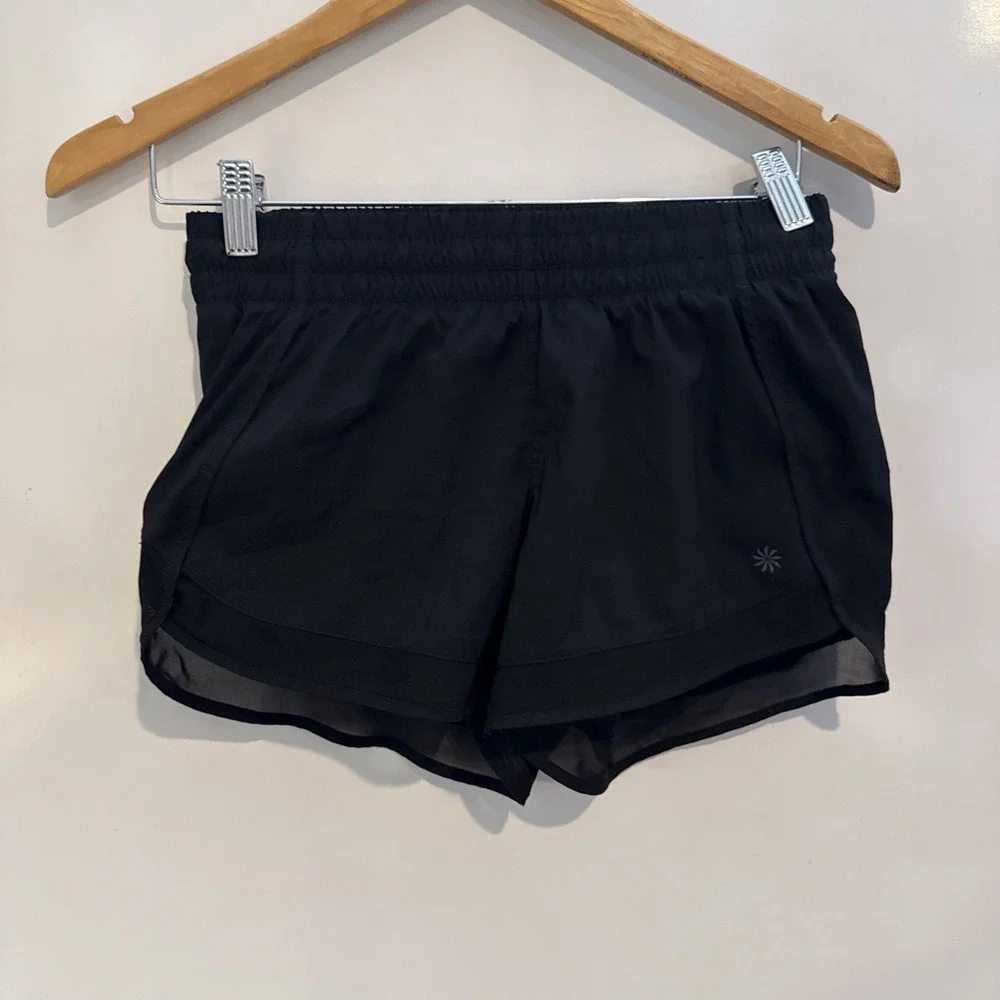 Athleta Mesh Racer Run Shorts Womens xxs black Lined 4